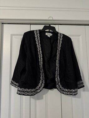 NWT JSong Collection Size 16 Women's Black Linen Blazer Jacket